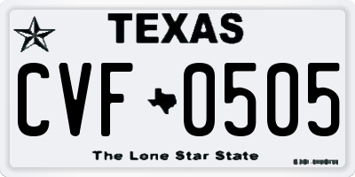 TX license plate CVF0505