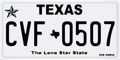 TX license plate CVF0507