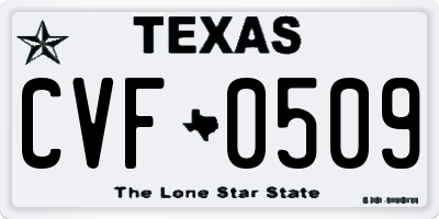TX license plate CVF0509