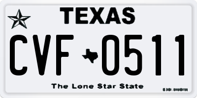 TX license plate CVF0511