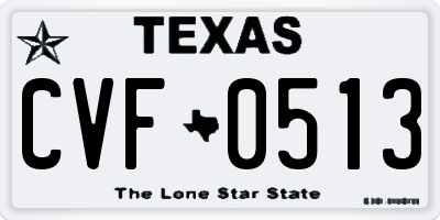 TX license plate CVF0513