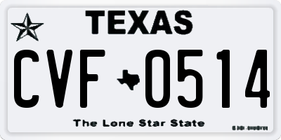 TX license plate CVF0514