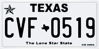 TX license plate CVF0519