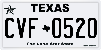 TX license plate CVF0520