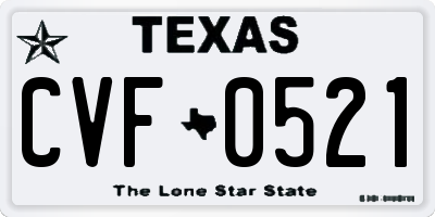 TX license plate CVF0521