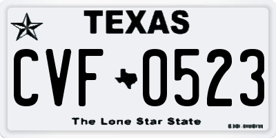 TX license plate CVF0523