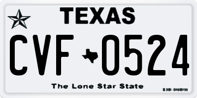 TX license plate CVF0524