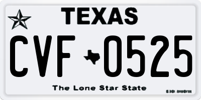 TX license plate CVF0525