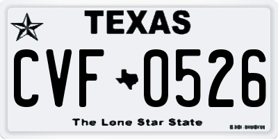 TX license plate CVF0526