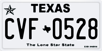 TX license plate CVF0528