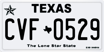 TX license plate CVF0529