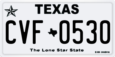 TX license plate CVF0530