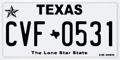 TX license plate CVF0531