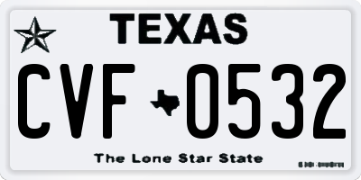 TX license plate CVF0532