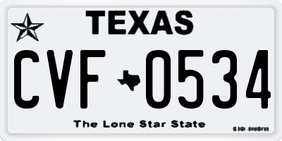 TX license plate CVF0534