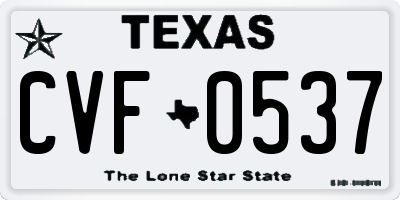 TX license plate CVF0537