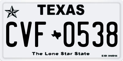 TX license plate CVF0538