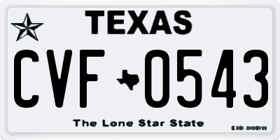 TX license plate CVF0543