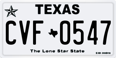 TX license plate CVF0547