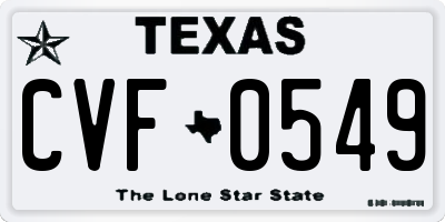 TX license plate CVF0549