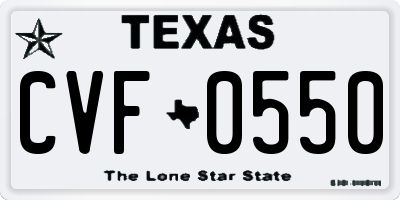 TX license plate CVF0550