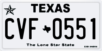 TX license plate CVF0551