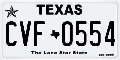 TX license plate CVF0554
