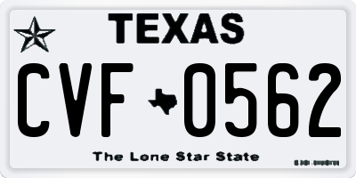 TX license plate CVF0562