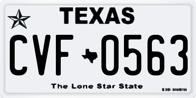 TX license plate CVF0563