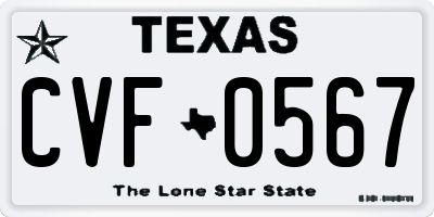 TX license plate CVF0567