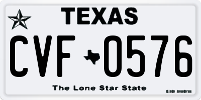 TX license plate CVF0576