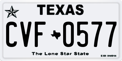 TX license plate CVF0577