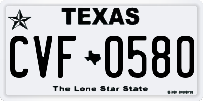 TX license plate CVF0580