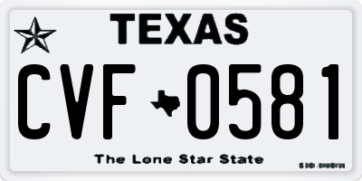 TX license plate CVF0581