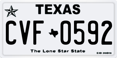 TX license plate CVF0592