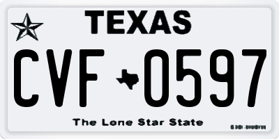 TX license plate CVF0597