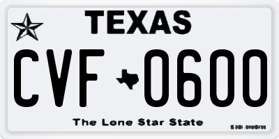 TX license plate CVF0600