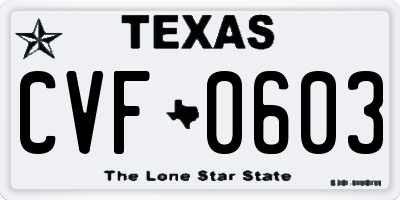 TX license plate CVF0603