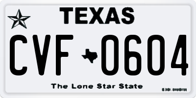 TX license plate CVF0604