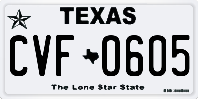 TX license plate CVF0605
