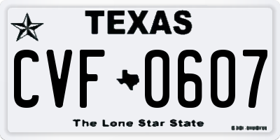 TX license plate CVF0607