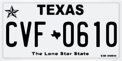 TX license plate CVF0610