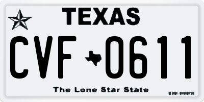 TX license plate CVF0611