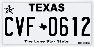 TX license plate CVF0612