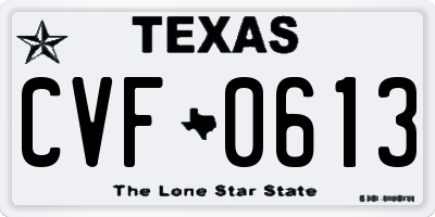 TX license plate CVF0613