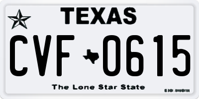 TX license plate CVF0615