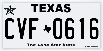 TX license plate CVF0616