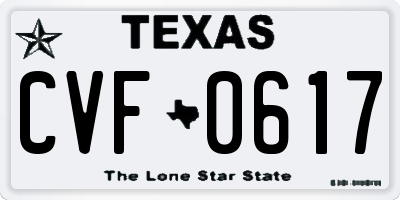 TX license plate CVF0617