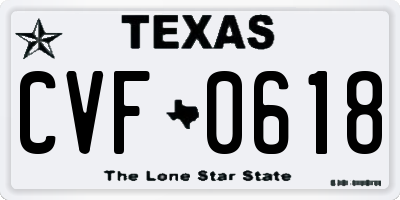 TX license plate CVF0618