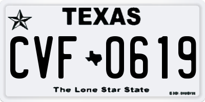 TX license plate CVF0619